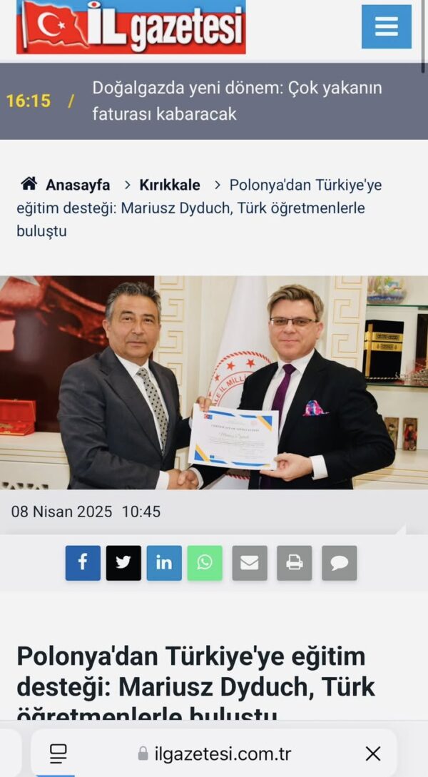 media o szkoleniu w Turcji